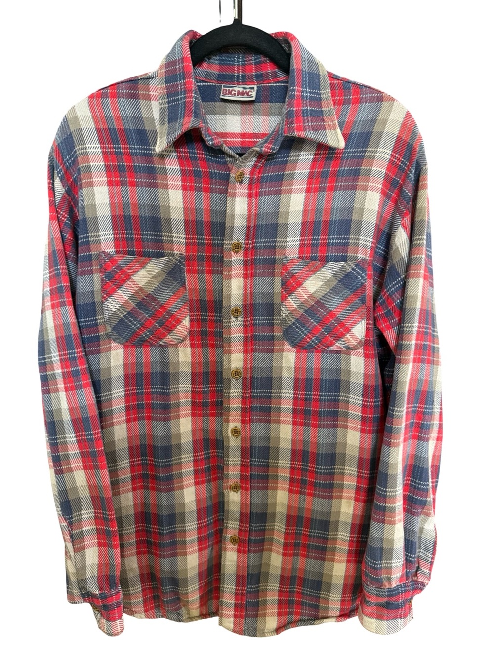 Vintage 70s JCPenney Big Mac Flannel Shirt XL Men’s Red Plaid Heritage Work Wear